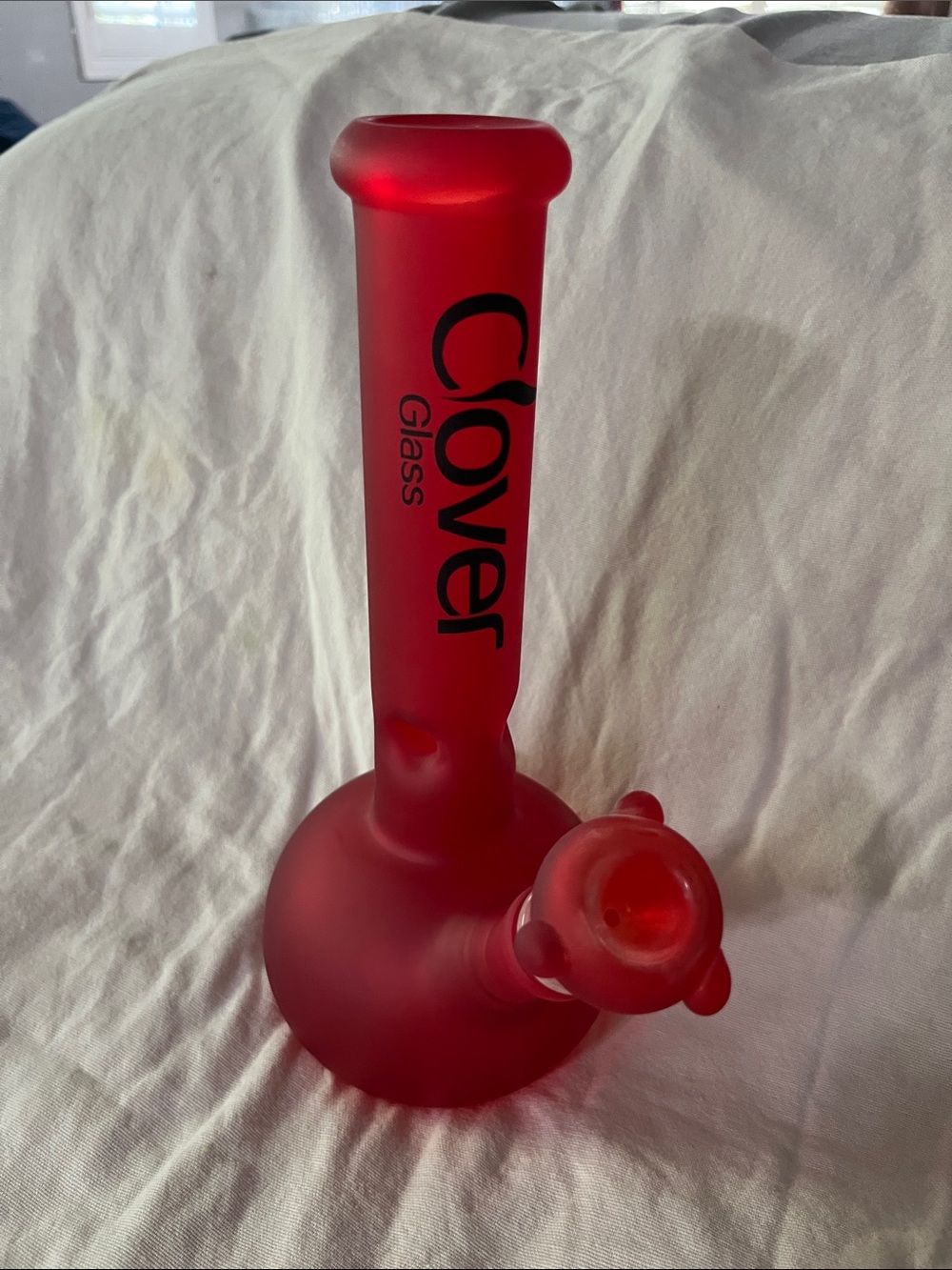 Clover Glass Frosted 10” Red Glass Piece